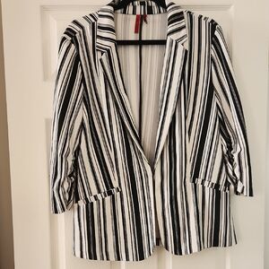 Chic Black and White Striped Blazer